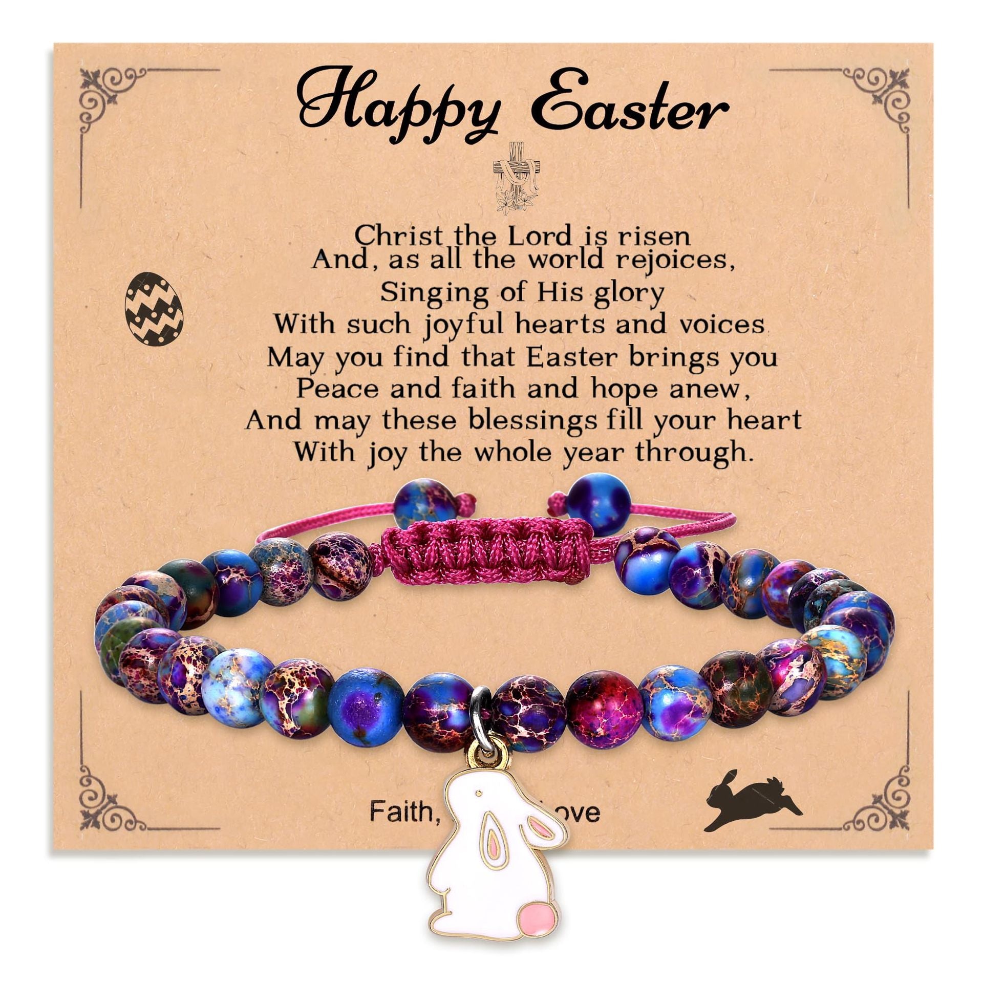 Wholesale Easter Cute Bunny Pendant Girl  Clay Bead bracelet