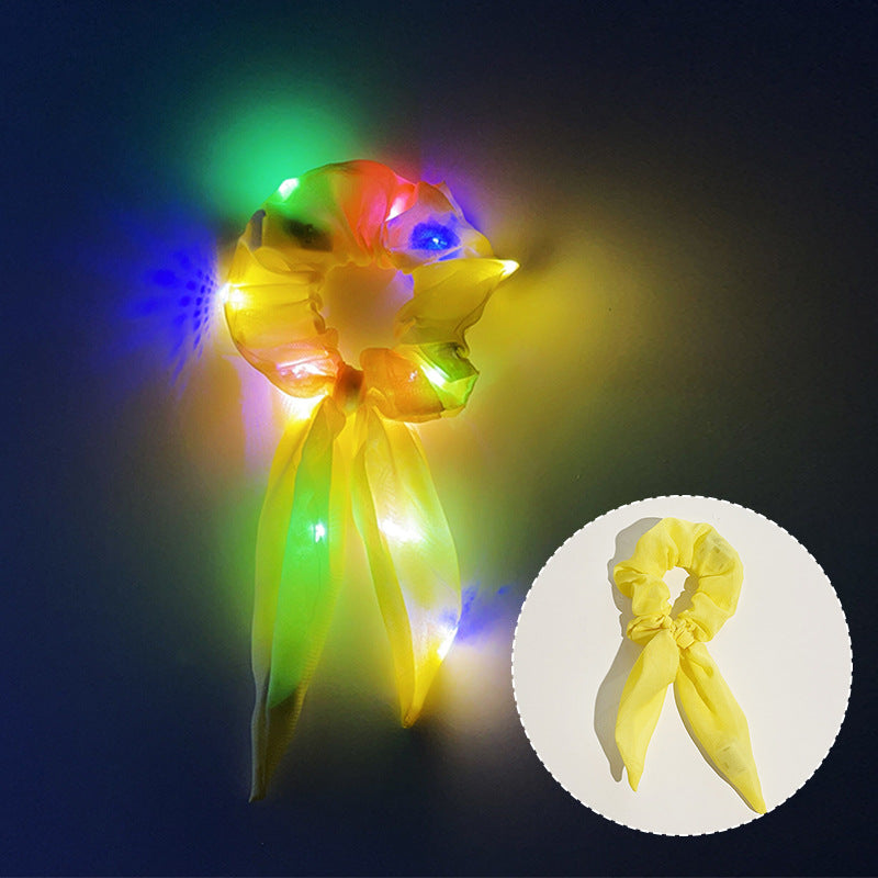 Wholesale Led Luminous Large Intestine Hair Ring DIY Night Light Flower Shiny Fat Intestine Head Rope Nightclub Rubber Band Hair Accessories