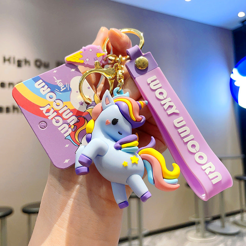 Wholesale Cartoon Colorful Unicorn PVC Keychain