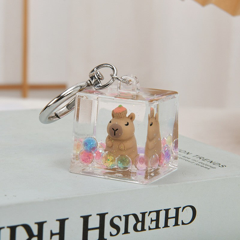 Wholesale Acrylic Creative Capybara Sand Bottle Keychain