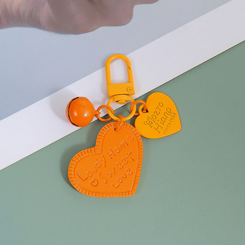Wholesale Heart-shaped PU leather engraved love leather keychain