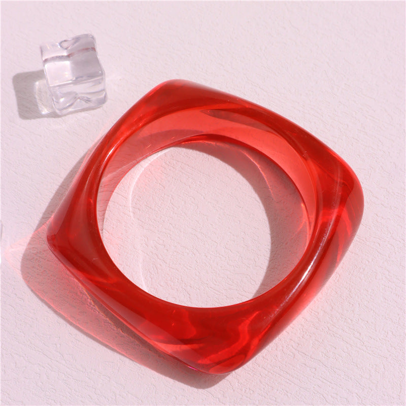 Wholesale New Stylish Transparent Red Resin Style Stacked Bracelet
