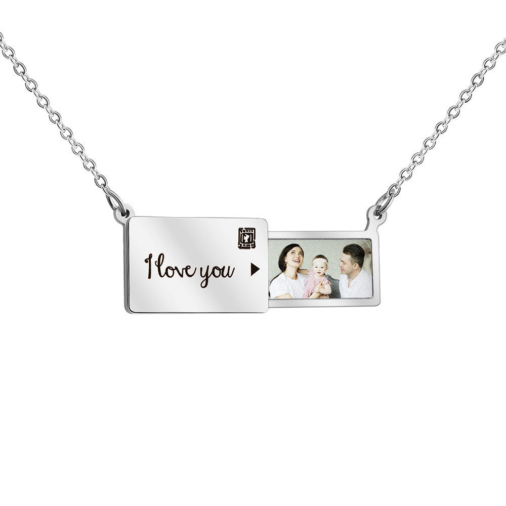 Wholesale Photo Envelopes English Collarbone Stainless Steel Necklace