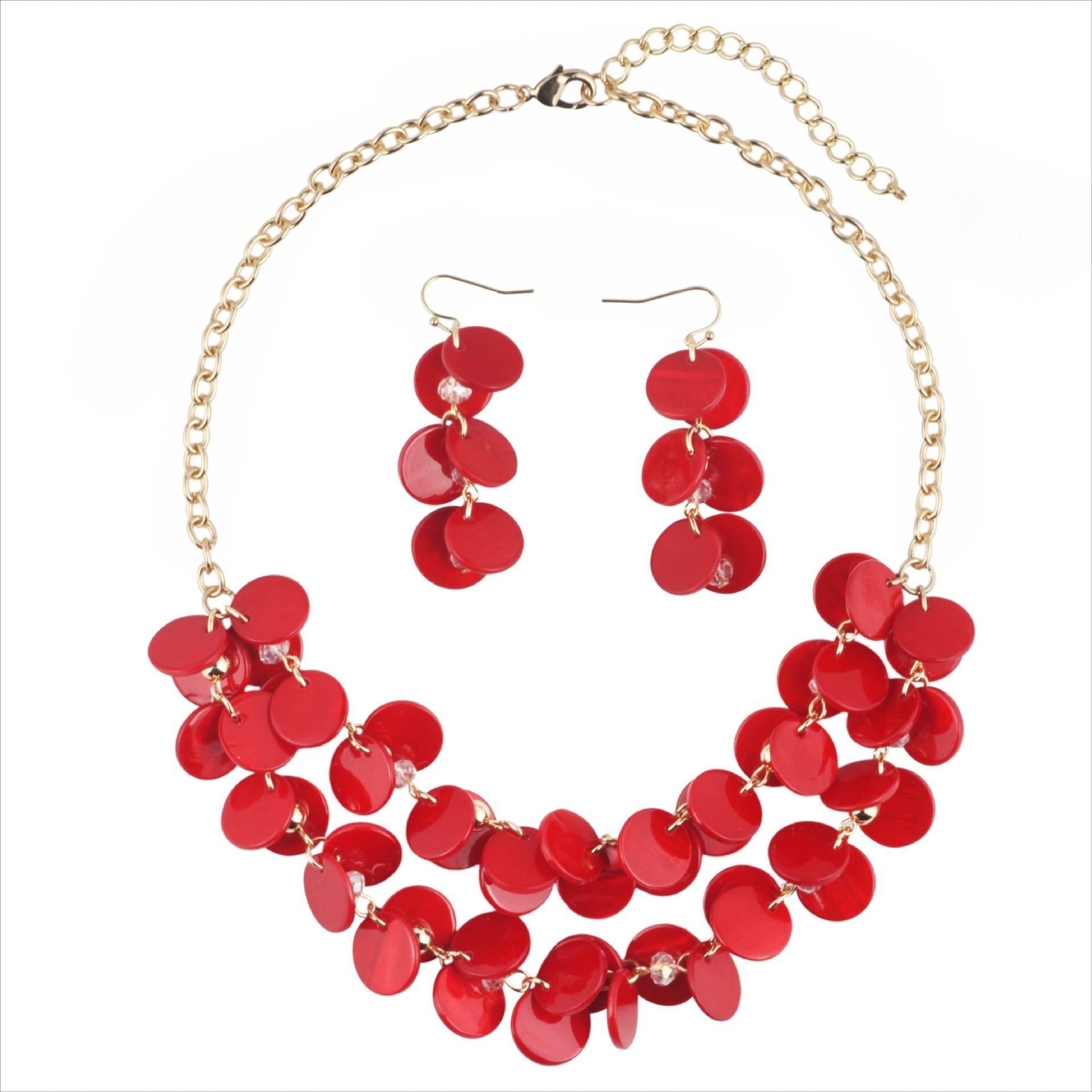 Wholesale Holiday Style Round Natural Dyed Shell Earrings Necklace