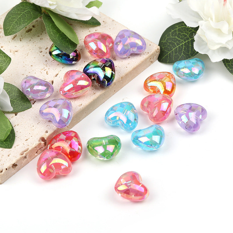 Wholesale 100pcs  Acrylic Heart Checkerboard Beads