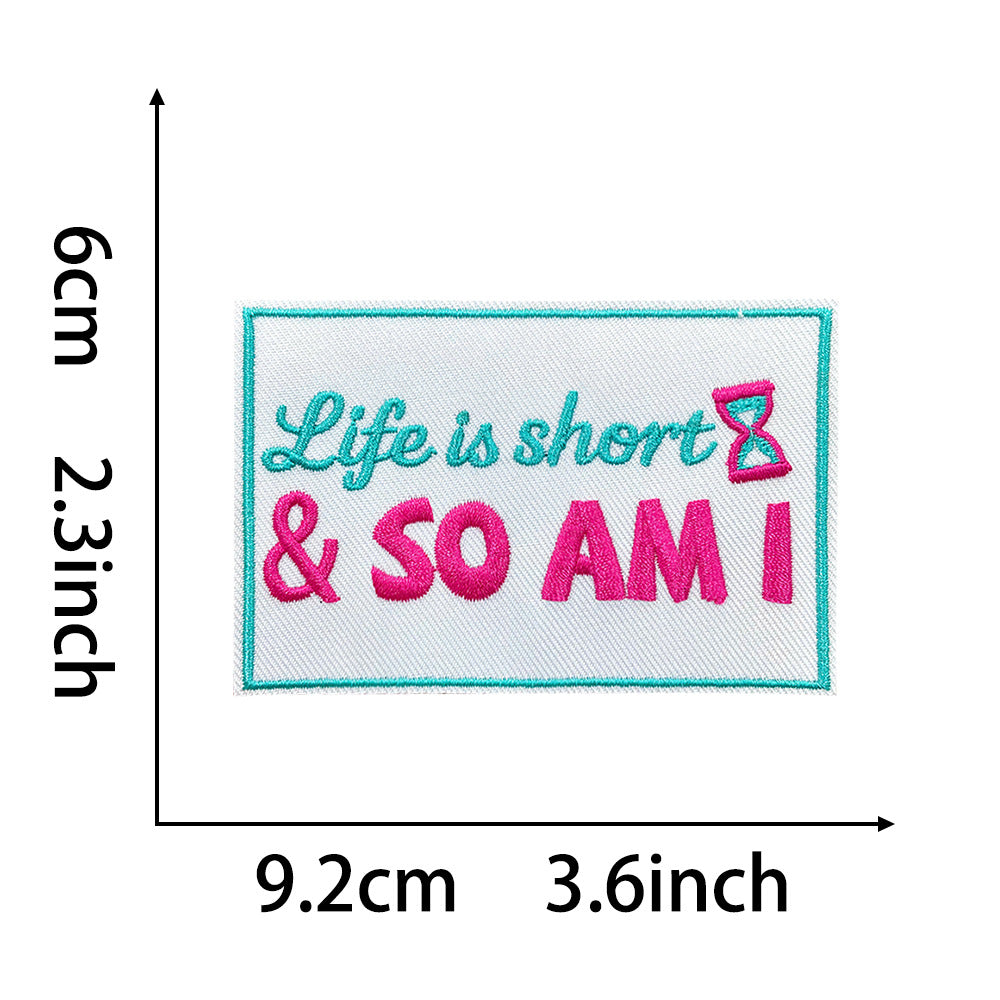Wholesale Towel Embroidery Iron On Patches Retro Funny Text Rectangular For Coats Everyday