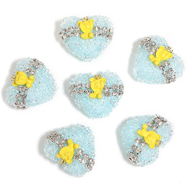 Wholesale 5pcs Crown Bear Heart-Shaped Soft Candy Beads