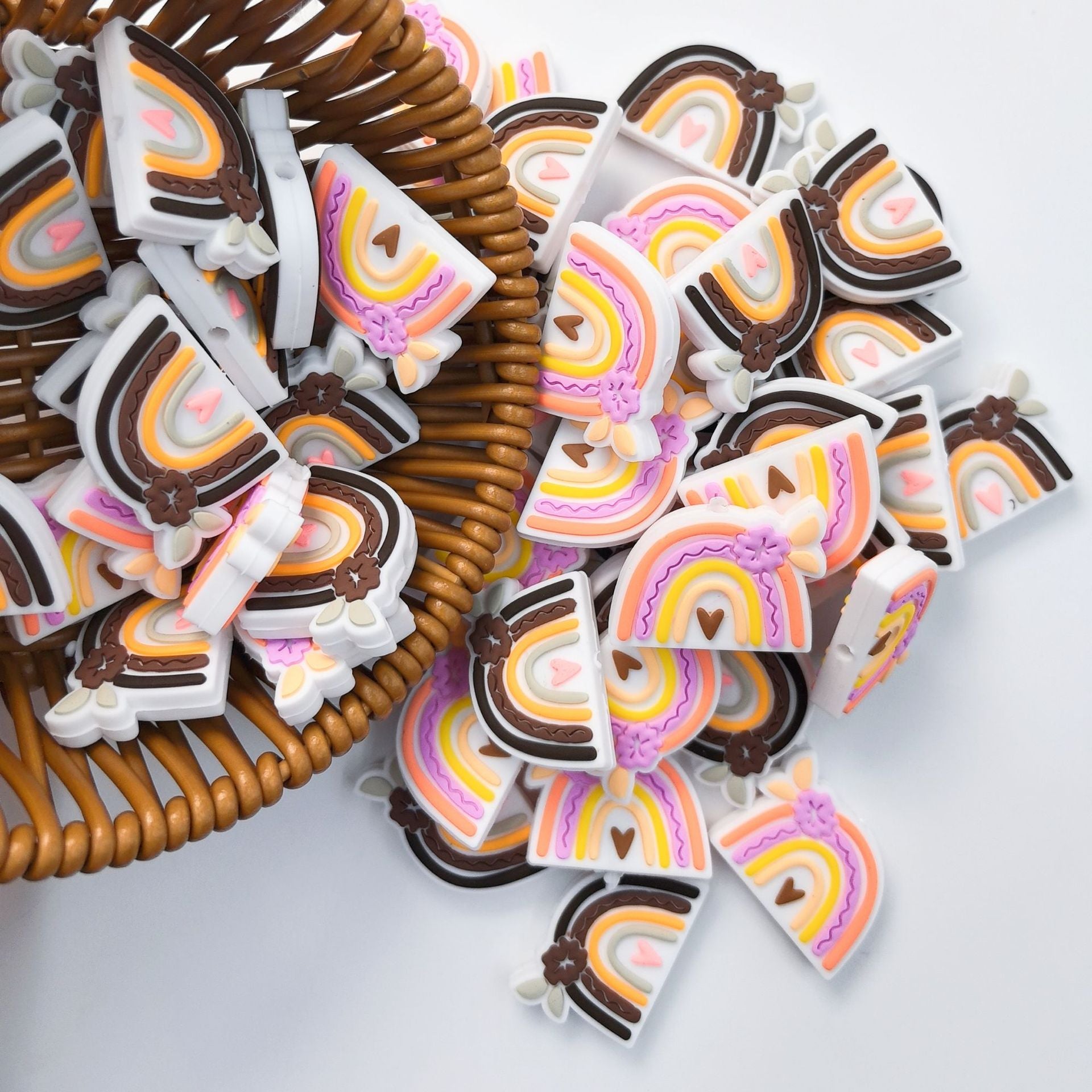 Wholesale 10pcs Rainbow Silicone Beads