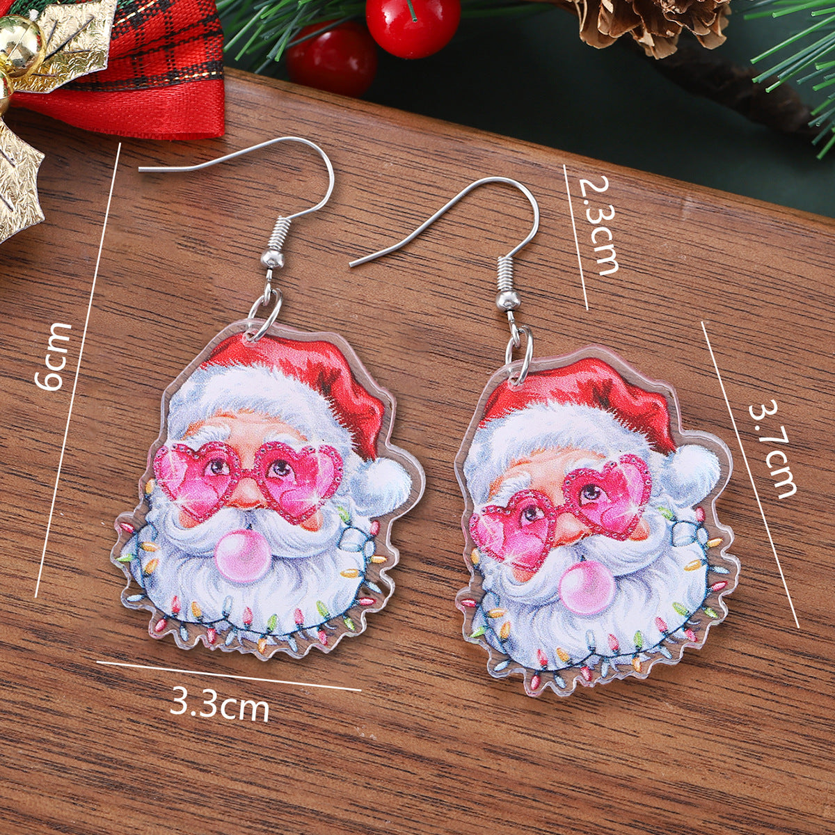 Wholesale Christmas Fun Leopard Pendant Y2K Acrylic Earrings