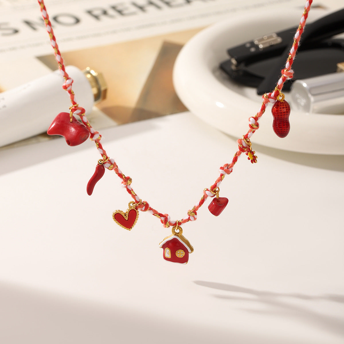 Wholesale Red House Heart Necklace