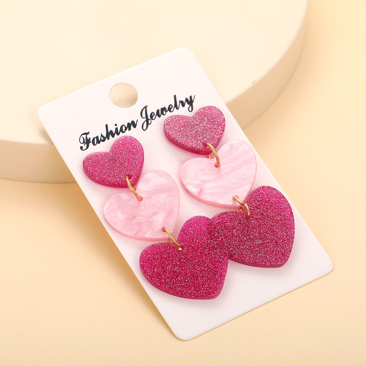 Wholesale color matching Barbie powder Valentine's Day acrylic love earrings simple pendant texture earrings