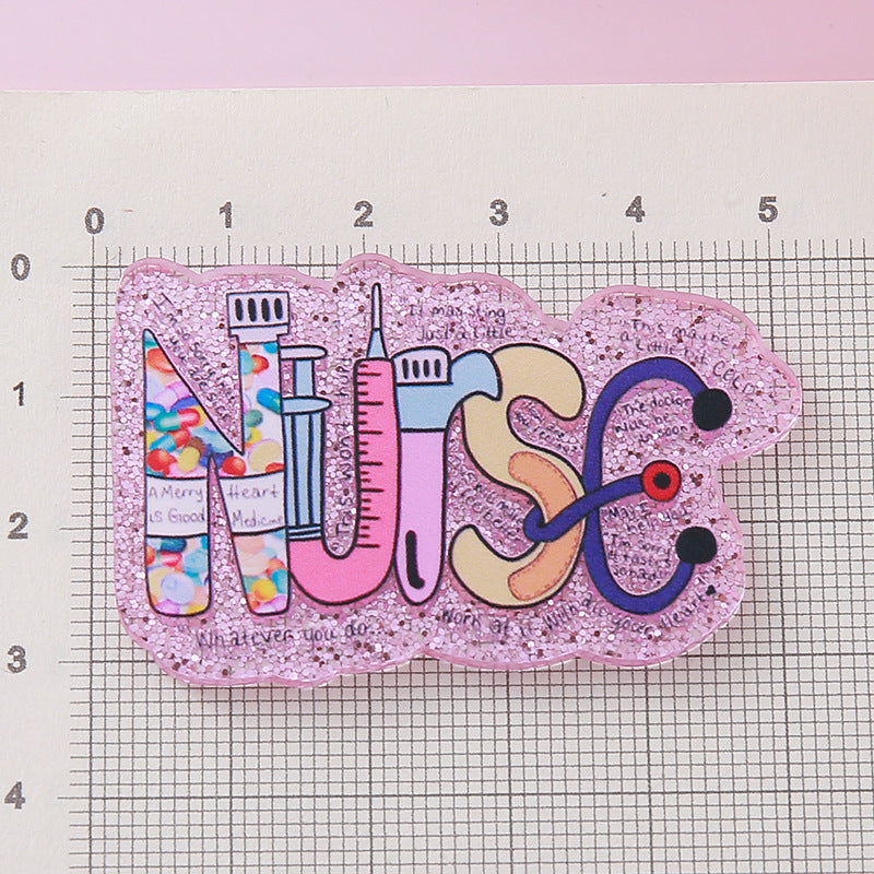 Wholesale  10pcs Glitter Cartoon Medical Jewelry  Cute Acrylic Flatback