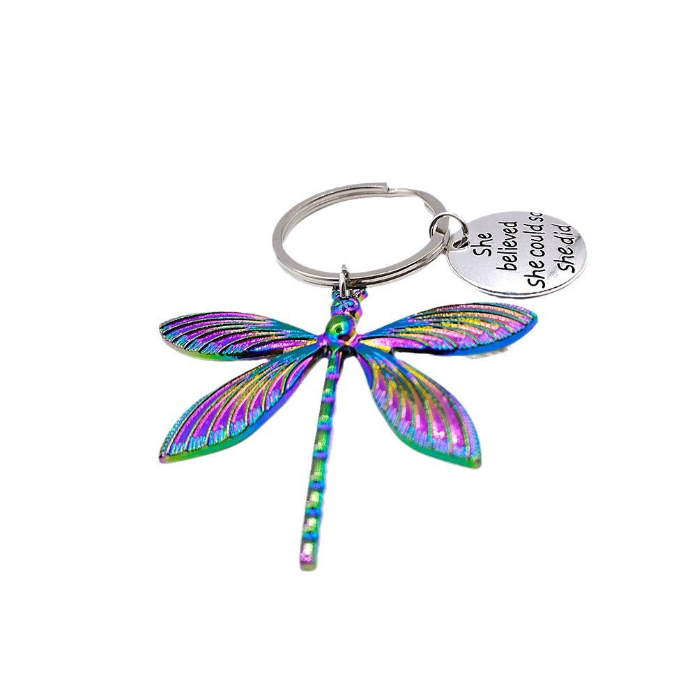 Wholesale Stainless Steel Colorful Dragonfly Keychains