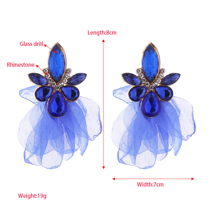 Wholesale Super Sparkling Diamond Flower Earrings
