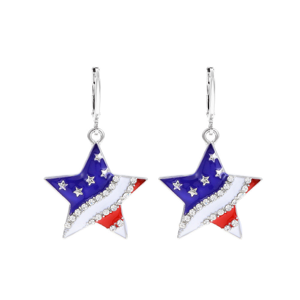 Wholesale American Independence Day Flag Pendant Pentagram Heart Alloy Necklaces