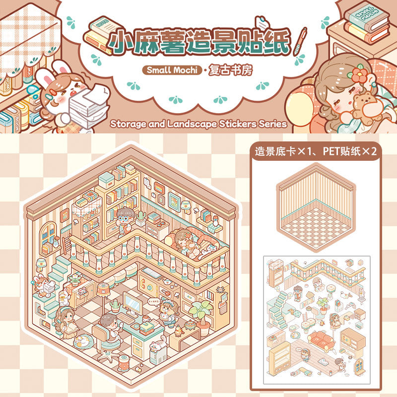 Wholesale Small mochi landscaping stickers 3D three-dimensional stickers free cutting