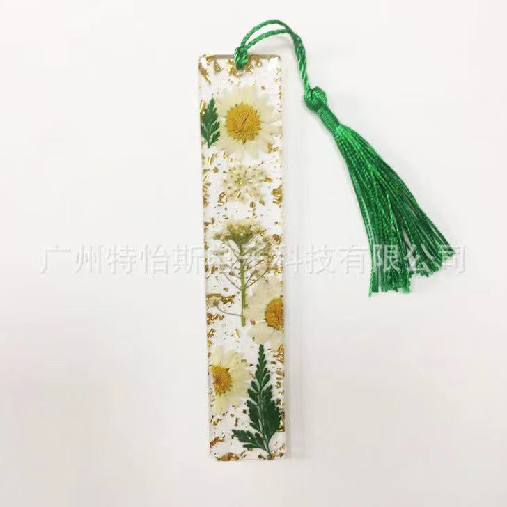 Wholesale Creative Real Flower Daisy Epoxy Transparent Tassel Dried Flower DIY Bookmark