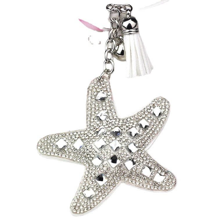 Wholesale Velvet Glass Diamond Starfish Keychains