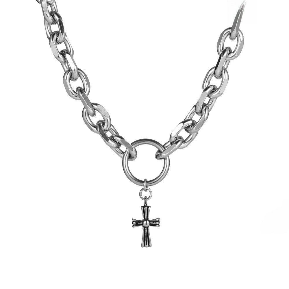 Wholesale Men's Titanium Steel Cross Necklace Bracelet Set