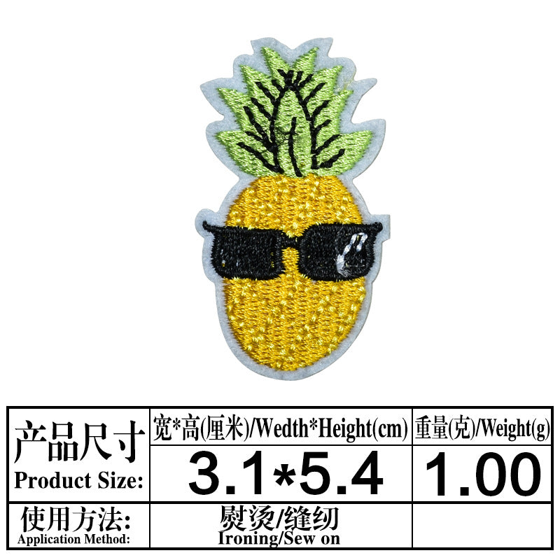 Wholesale Fashion Embroidered Fruit Patches Banana Watermelon Sew On Clothing Decorative Craft Supply 20 Pcs