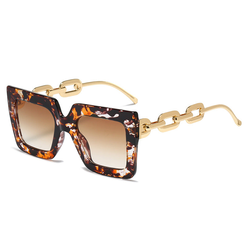 Wholesale Square Large Frame Chain Sunglasses