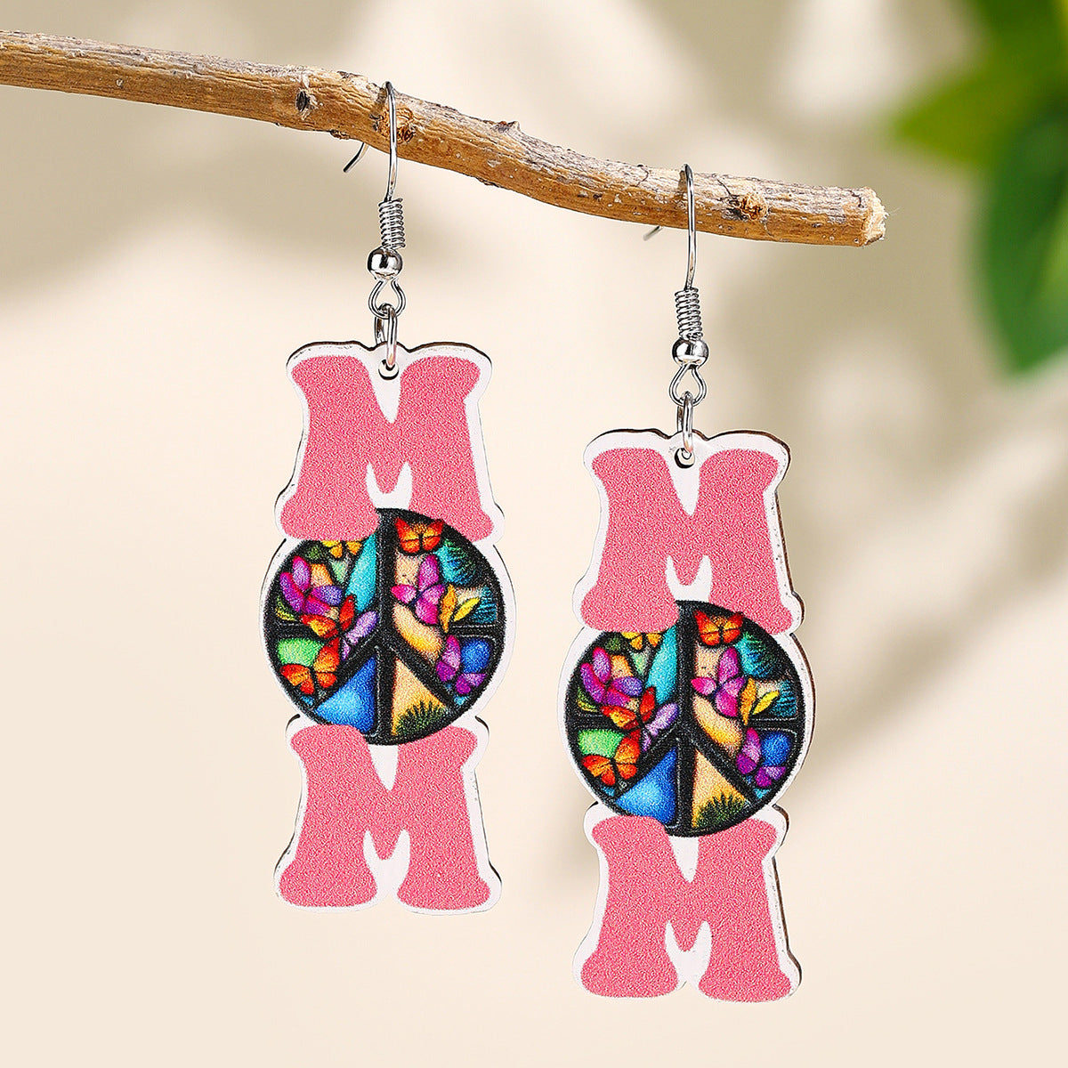 Wholesale Mother' s Day Wooden Earrings Sports Baseball Shiny Earrings Bow Jewelry