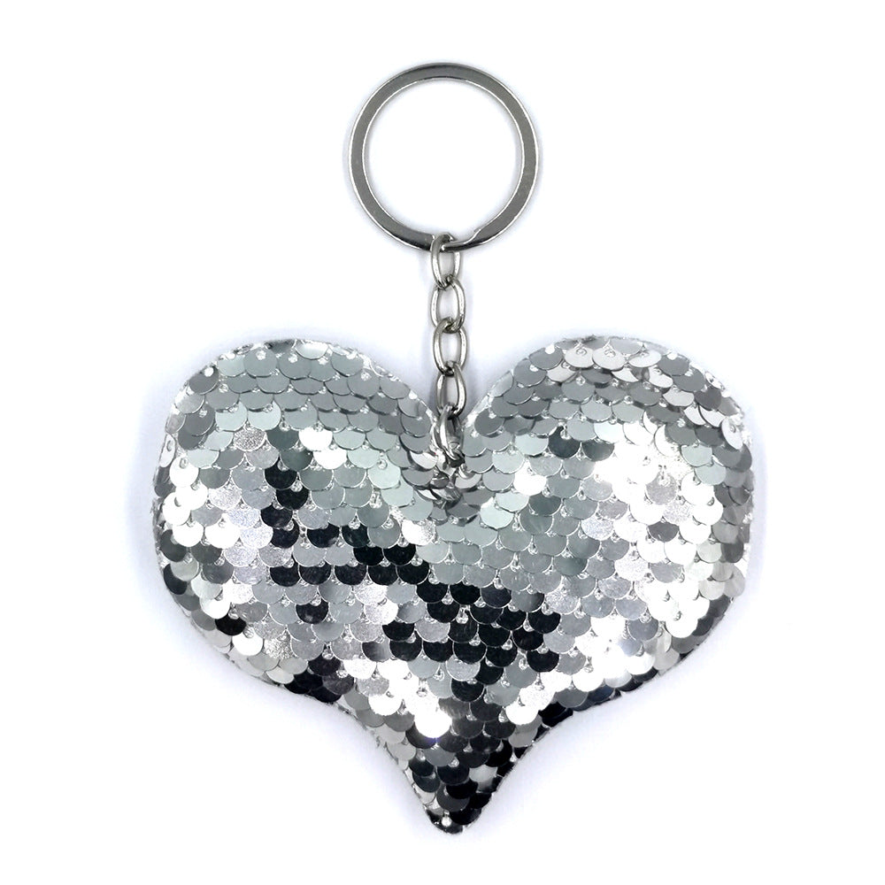 Wholesale Double-sided Reflective Fish Scale Sequins Love Keychain