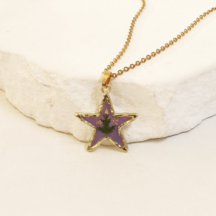 Wholesale 6pcs Real Flower Dried Flower Pendant Immortal Flower Colorful Epoxy Real Flower Necklace