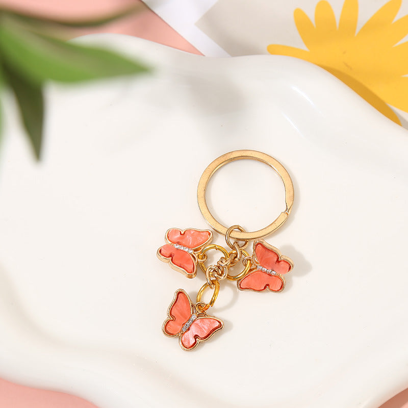 Wholesale Drip Oil Hot Selling Colored Diamond Acrylic Butterfly Keychain