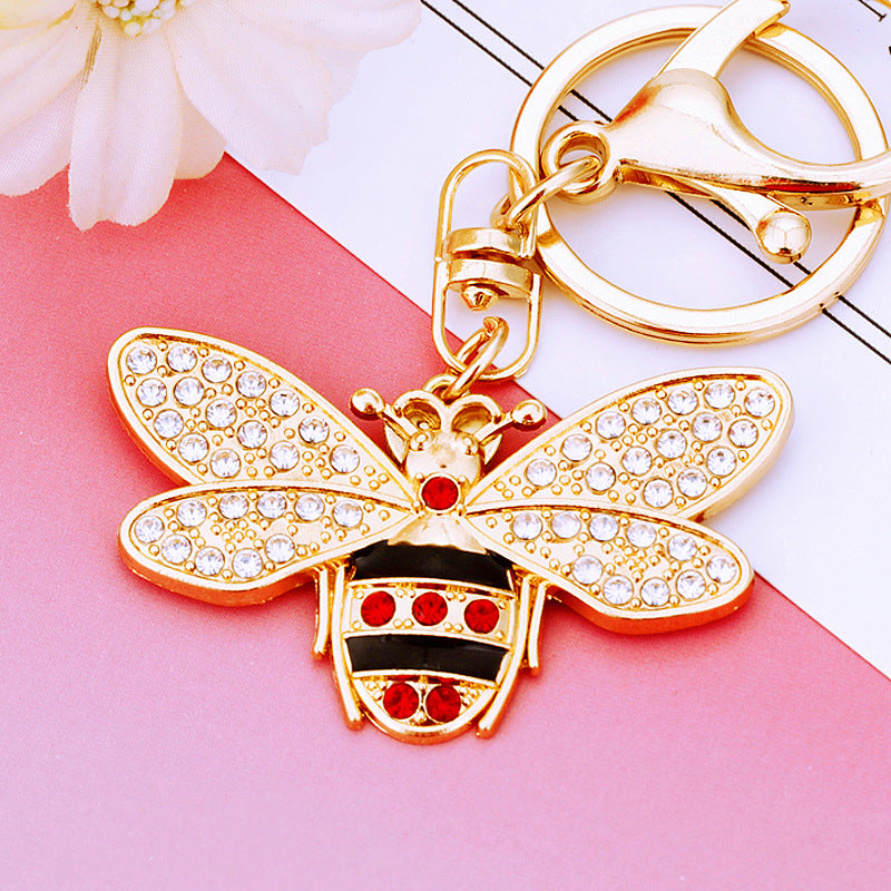 Wholesale Diamond-encrusted bee insect car key chain