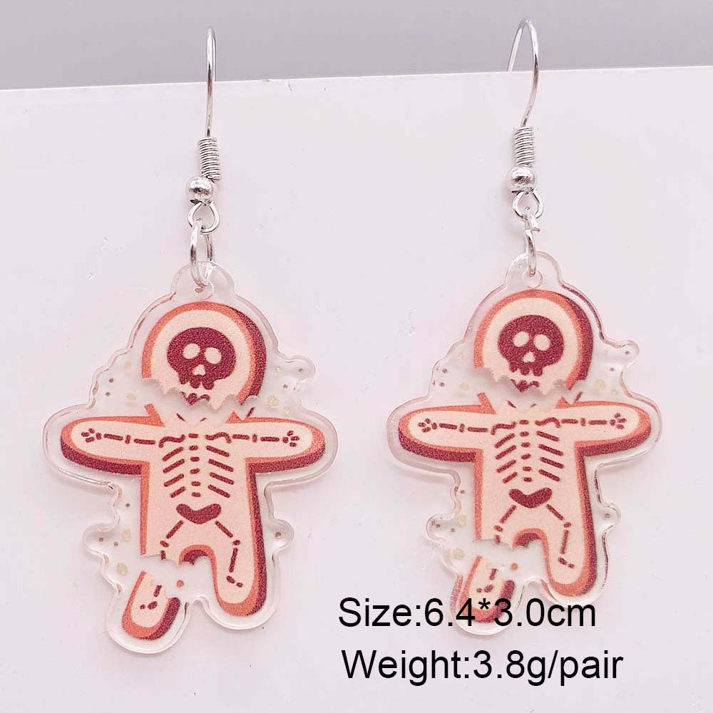 Wholesale Horror Christmas Gingerbread Man Skull Acrylic Earrings