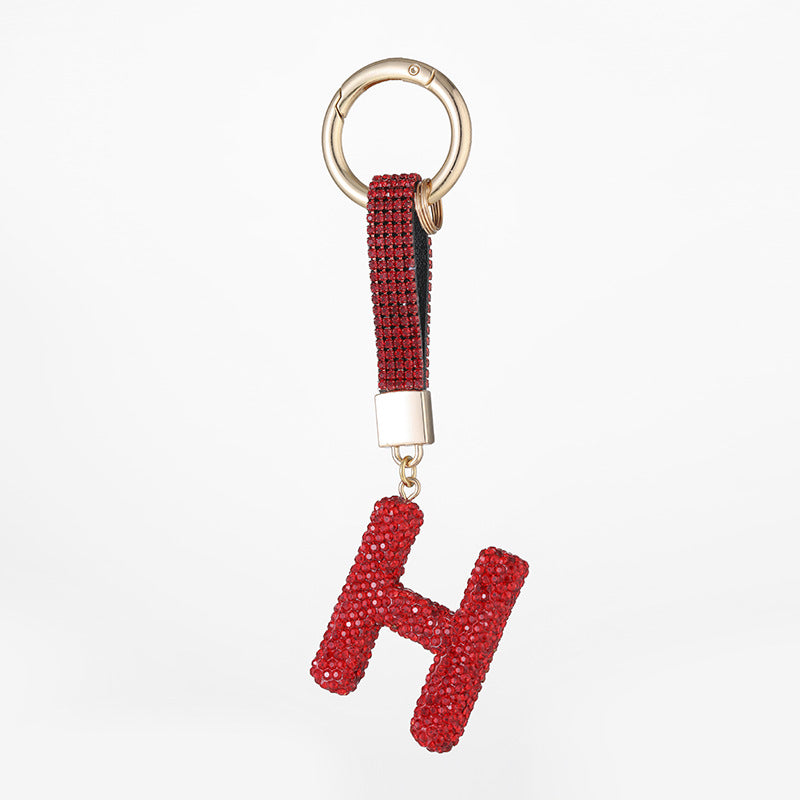 Wholesale Pottery Clay Water Diamond Alloy Dot Diamond Letter Keychain