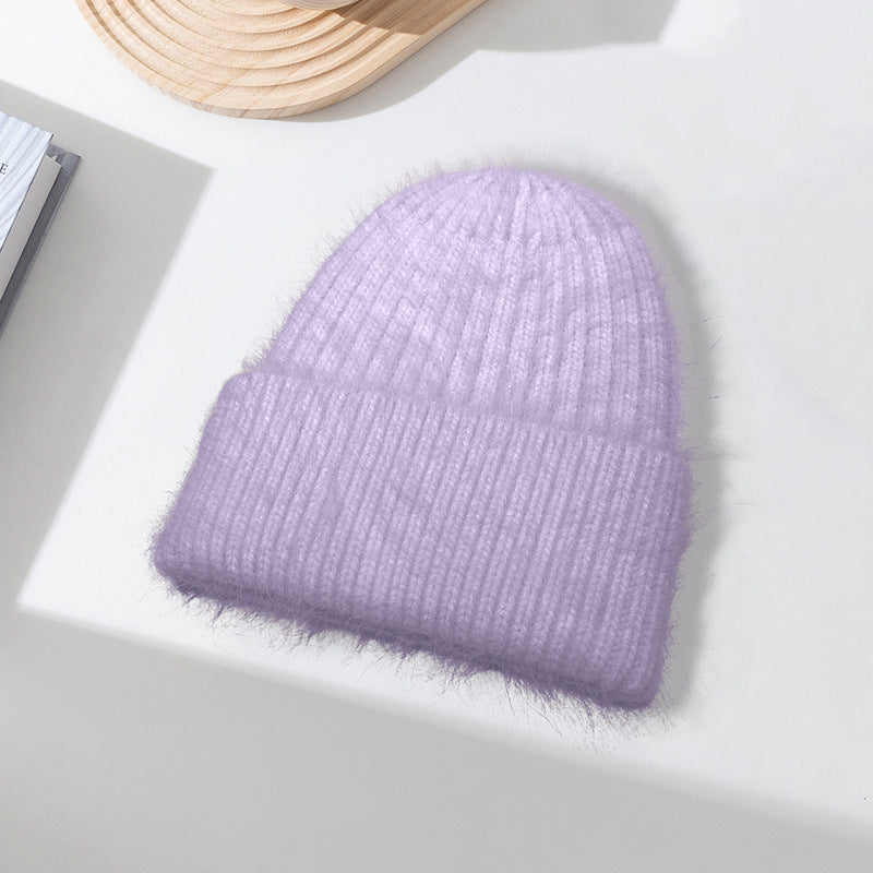 Wholesale Rabbit Fur Girls Knitted Long Plush Hat