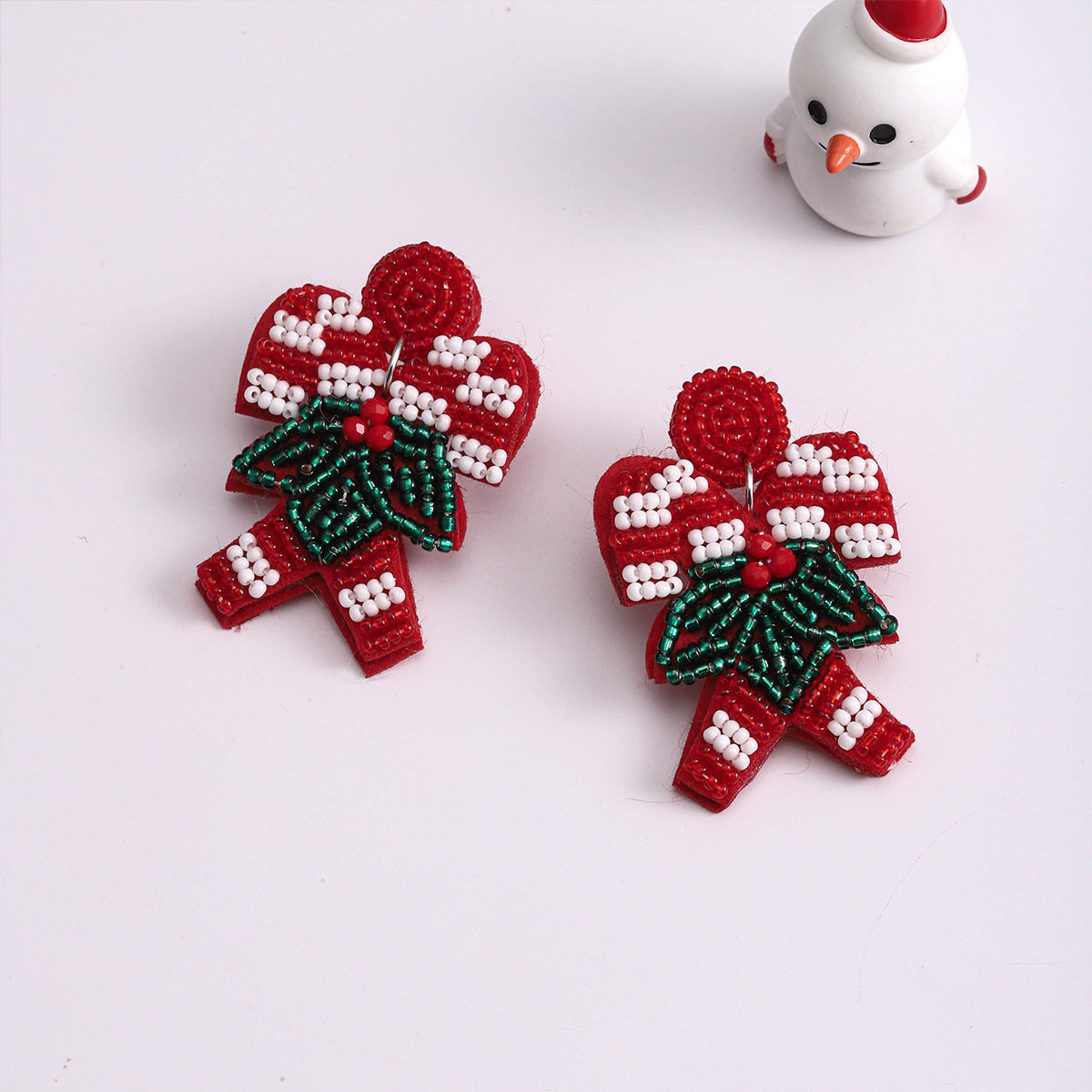 Wholesale Fabric Rice Beads Christmas Red Autumn and Winter Earrings