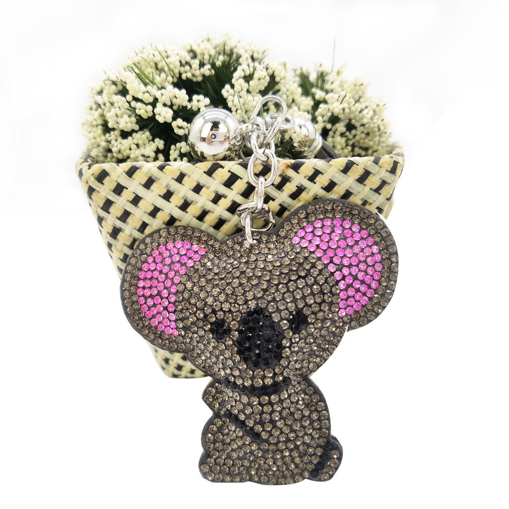 Wholesale 4pcs Velvet Diamond Koala Hot Diamond  Picture Keychain