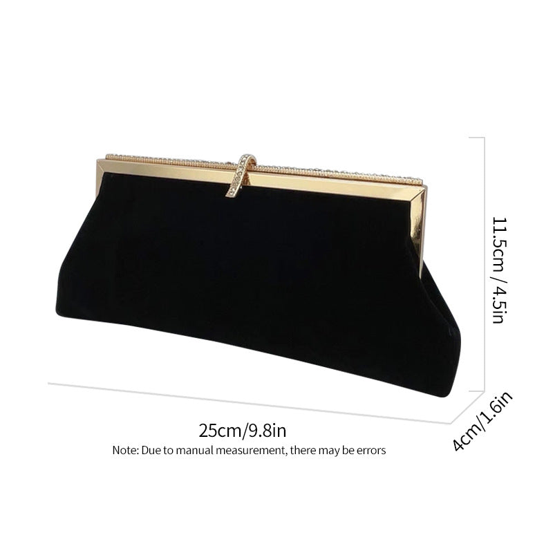 Wholesale Autumn and Winter Velvet Black Gold Clutch Bag