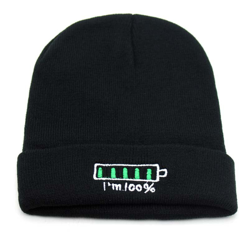 Wholesale Autumn and Winter Battery Embroidered Knitted Beanie