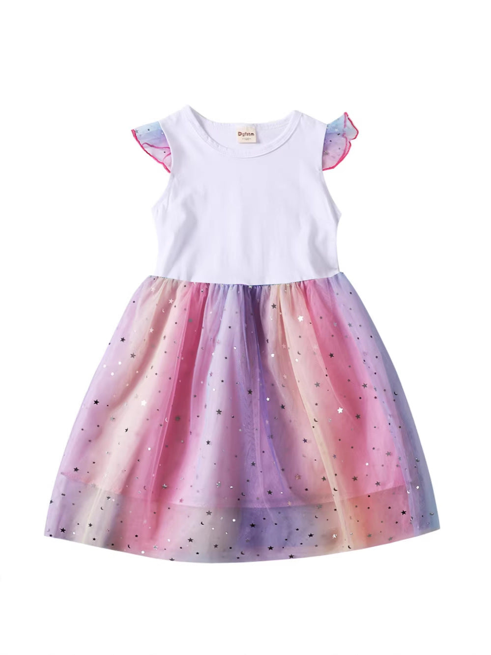 Wholesale Princess Design Girls Summer Short Sleeve Tulle Dress Fashion Toddler Outfit For Party Boutique Resale