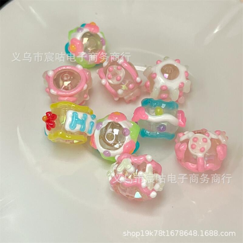 Wholesale 10pcs Colorful 16mm cartoon through-hole beads