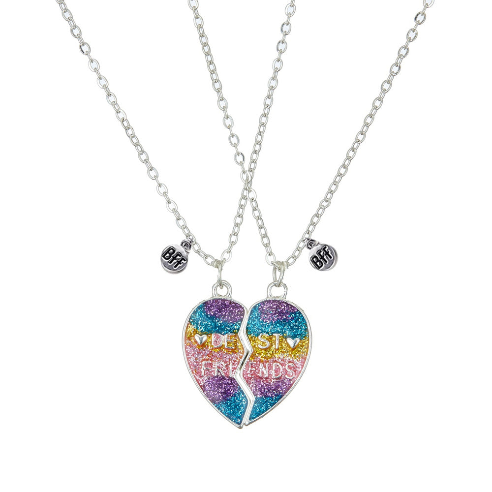 Wholesale Love Heart Gradient Drip Oil Magnet Pendant Necklaces