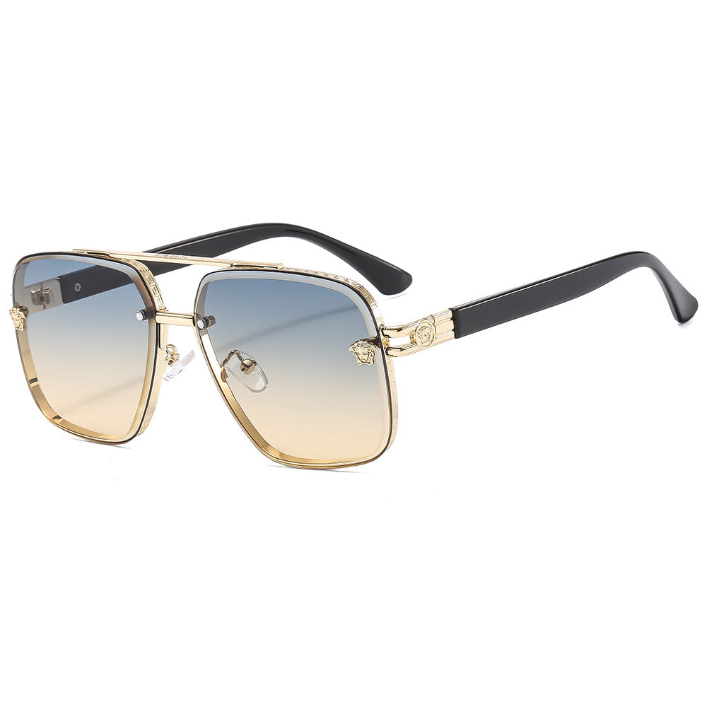 Wholesale fashionable men' s and women' s double beam polygon sunglasses