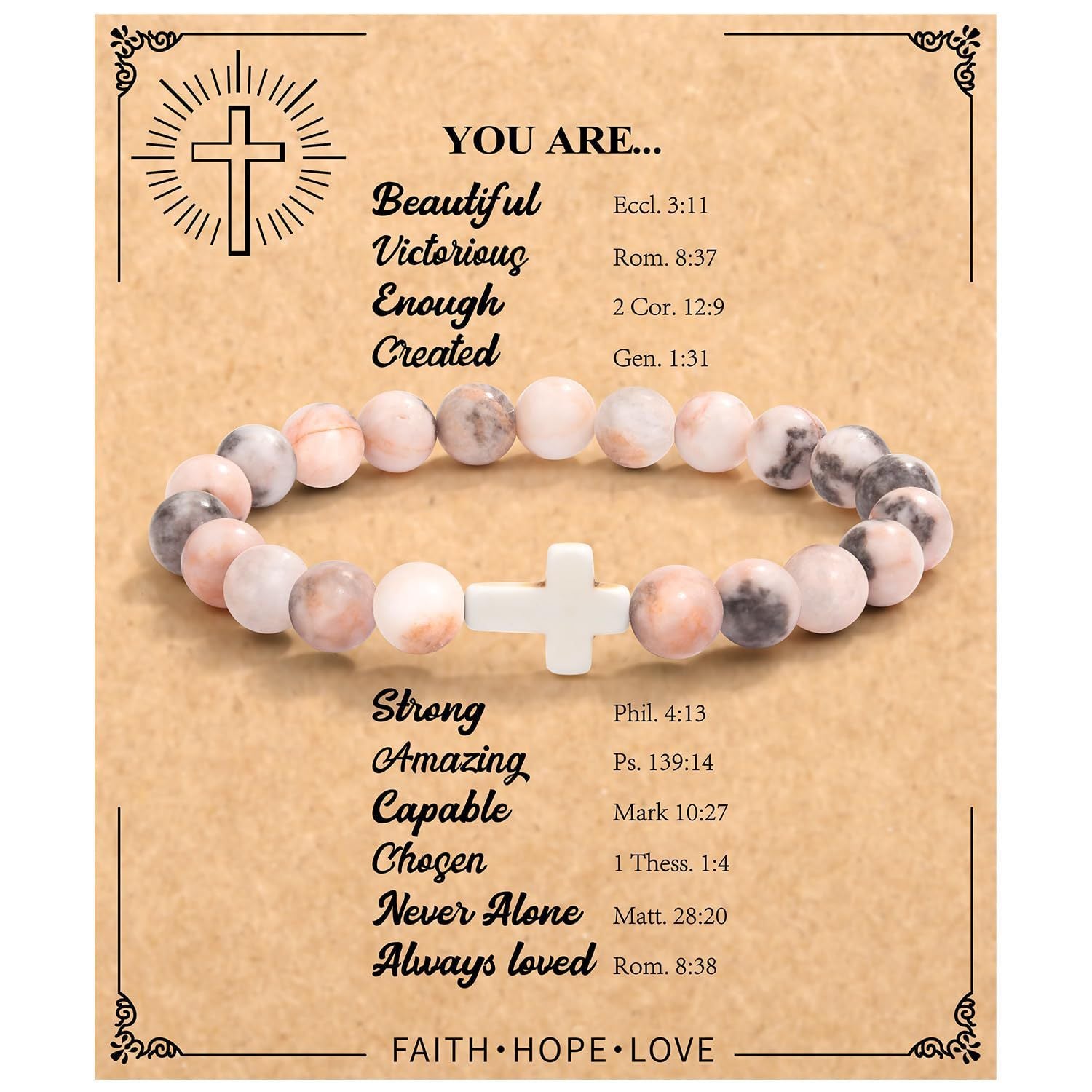Wholesale Pink Zebra Stripe Amethyst Cross Bracelet