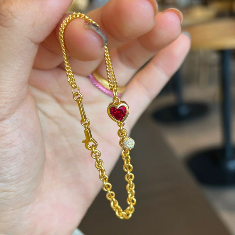 Wholesale High-end luxury exquisite design personality versatile red heart bracelet