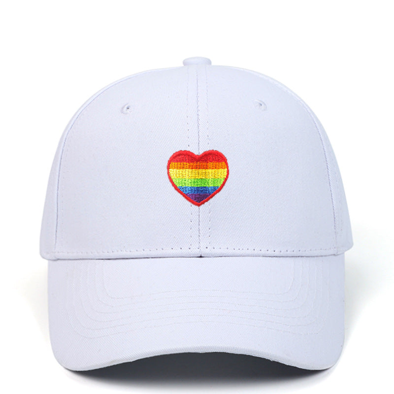 Wholesale Cotton LGBT Rainbow Heart Embroidery Baseball Cap