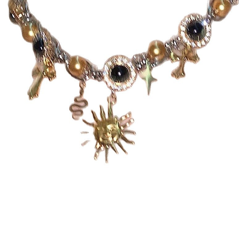 Wholesale Black Gold Cross Sun Bead Vintage Necklace