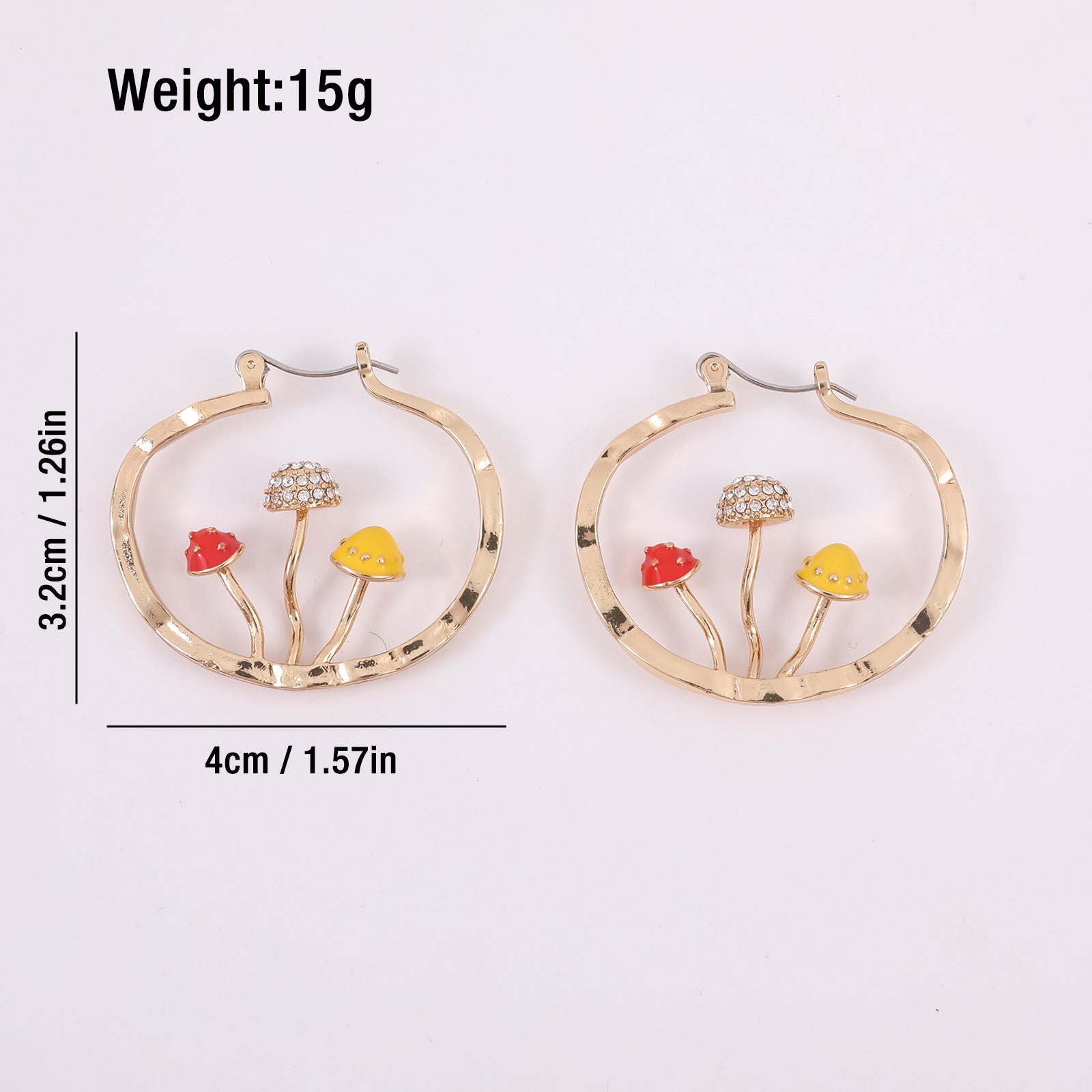 Wholesale Three-dimensional Mushroom Studded Diamond C-shaped Earrings