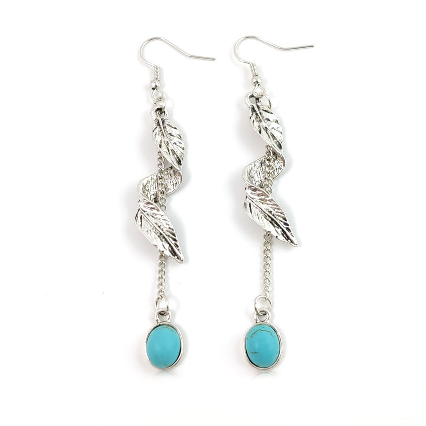 Wholesale Bohemian Turquoise Alloy Geometric Earrings