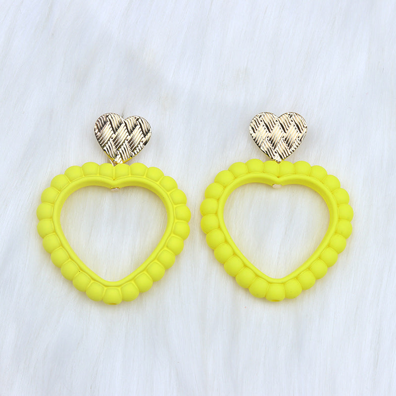 Wholesale Valentine's Day Heart Hollow Acrylic Earrings