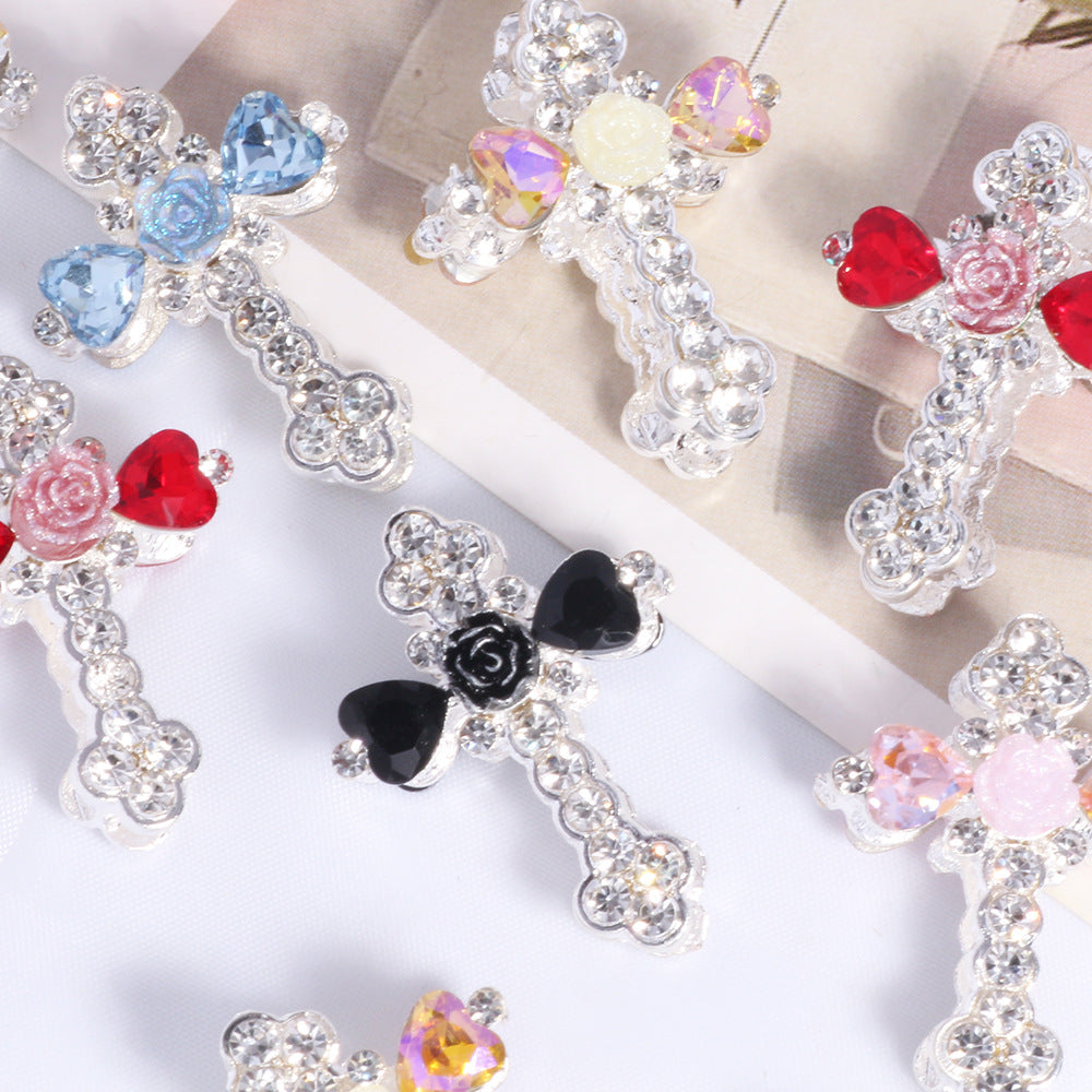 Wholesale 6 pcs/pack double-sided alloy flower-shaped cross DIY jewelry accessories