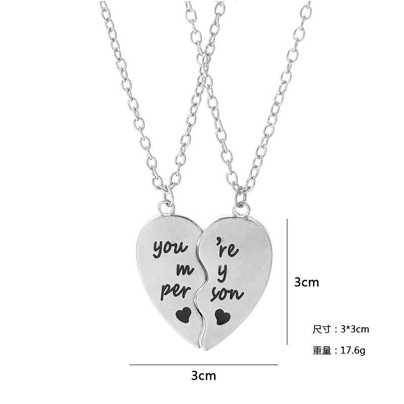 Wholesale Good Friends Two People Splicing Hamburger Love Alloy Necklace